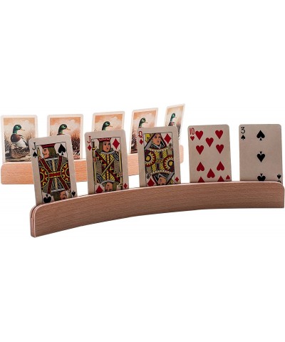 Set of 4 Wooden Playing Card Holders in Curved Design - 14" Size for Kids Adults and Seniors Alike $29.88 Card Games