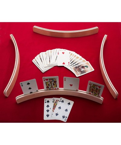 Set of 4 Wooden Playing Card Holders in Curved Design - 14" Size for Kids Adults and Seniors Alike $29.88 Card Games