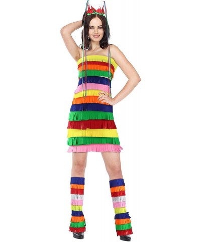 Pinata Costume Women Multicolor Pinata Costume Outfit Pinata Mexican Costume with Bright Colorful Streamers for Party Game $2...