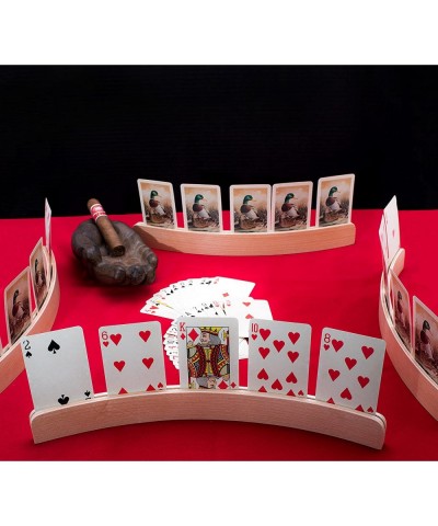 Set of 4 Wooden Playing Card Holders in Curved Design - 14" Size for Kids Adults and Seniors Alike $29.88 Card Games