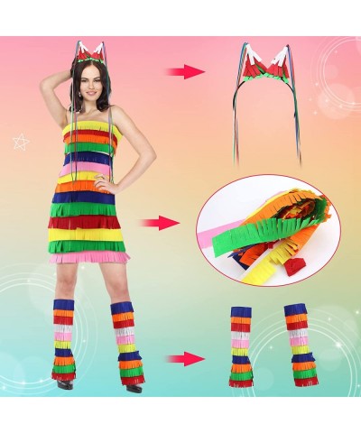 Pinata Costume Women Multicolor Pinata Costume Outfit Pinata Mexican Costume with Bright Colorful Streamers for Party Game $2...