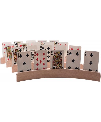 Set of 4 Wooden Playing Card Holders in Curved Design - 14" Size for Kids Adults and Seniors Alike $29.88 Card Games