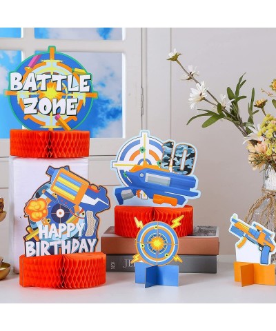 10 Pieces Dart Honeycomb Centerpieces Gun Centerpieces for Happy Birthday Party Table Toppers Double-sided Gun and Target Tab...