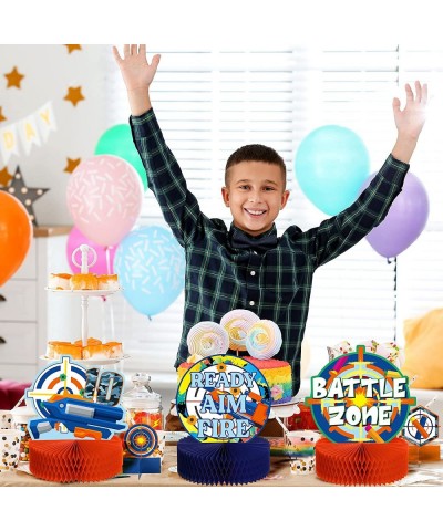 10 Pieces Dart Honeycomb Centerpieces Gun Centerpieces for Happy Birthday Party Table Toppers Double-sided Gun and Target Tab...