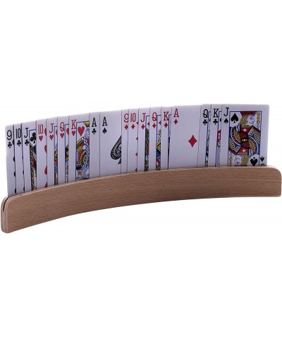 Set of 4 Wooden Playing Card Holders in Curved Design - 14" Size for Kids Adults and Seniors Alike $29.88 Card Games