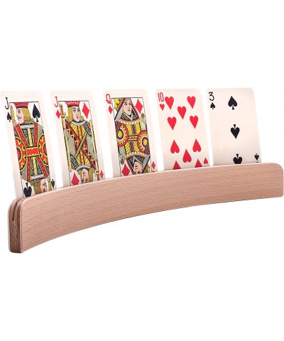 Set of 4 Wooden Playing Card Holders in Curved Design - 14" Size for Kids Adults and Seniors Alike $29.88 Card Games