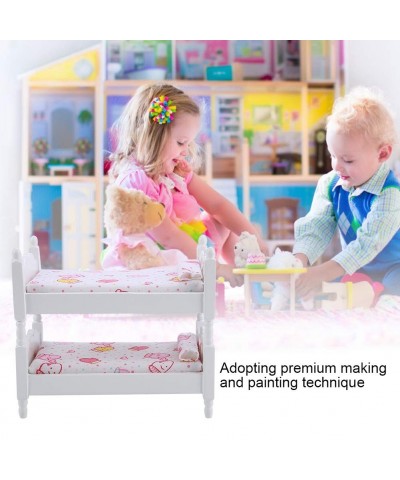 1:12 Wooden Dollhouse Miniature Funiture Mini Bunk Beds with Ladder Children Bedroom Model Kids Room Furniture Accessories $3...