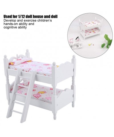 1:12 Wooden Dollhouse Miniature Funiture Mini Bunk Beds with Ladder Children Bedroom Model Kids Room Furniture Accessories $3...