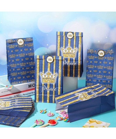 30 Pcs Prince Party Favors Candy Bags with Stickers Blue Prince Goodie Gift Treat Bags Prince Party Bags for Boys Prince Gift...