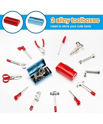 23 Pieces 1:12 Miniature Dollhouse Tools Dollhouse Metal Repair Tool Miniature Scene Model Work Tools with 2 Tin Boxes for Do...