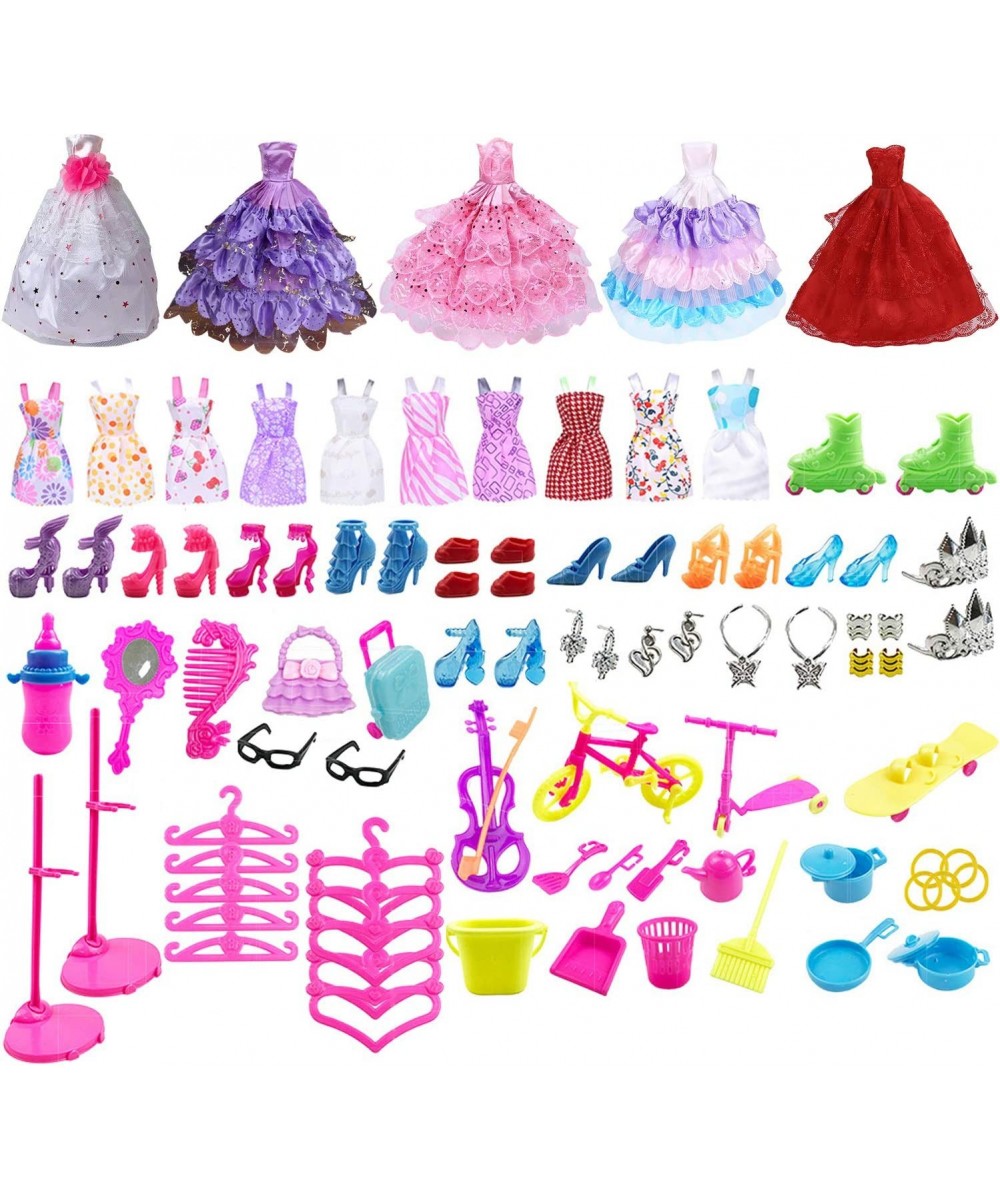 93Pack Doll Clothes and Accessories Set Include 5Pcs Wedding Evening Dress 10pcs Fashion Dress and 78Pcs Dolls Accessories Sh...