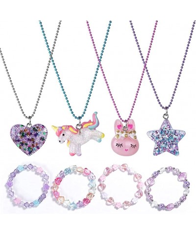 BB-GG BGSHEMNI 8 Pcs Girls Necklaces and Bracelets Set with Unicorn Star Heart Toddler Jewelry Gift Toy Party Favors Dress up...