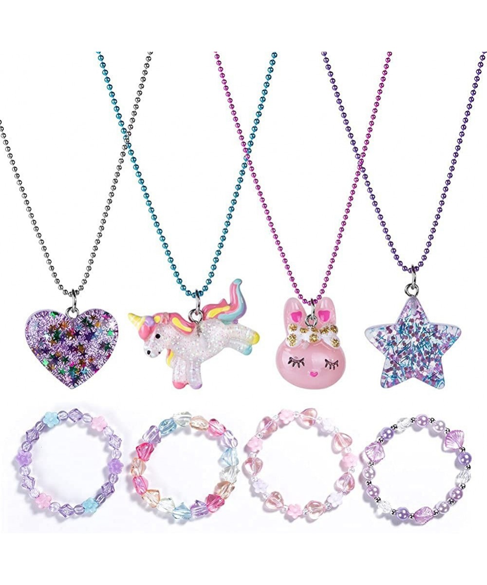 BB-GG BGSHEMNI 8 Pcs Girls Necklaces and Bracelets Set with Unicorn Star Heart Toddler Jewelry Gift Toy Party Favors Dress up...