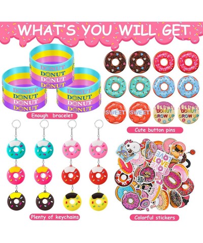 Donut Party Favors Donut Keychain Silicone Wristband Donut Button Badges Pins Cute Food Vinyl Doughnut Decals Stickers Sweet ...