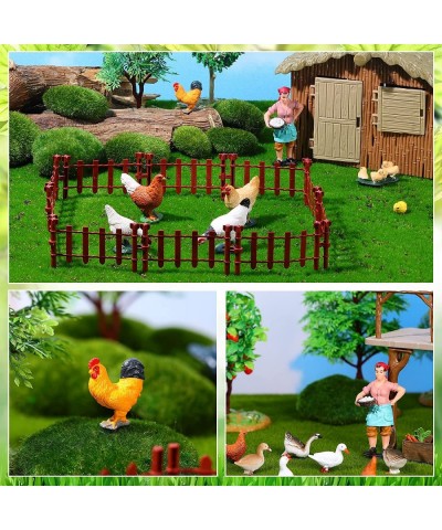 Farm Cute Animals Figurines Toy Set 7 Pieces Simulated Chicken Figurines Realistic Plastic Farmer Feeder 10 Pieces Mini Fence...