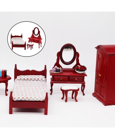 3Pcs Wooden Dollhouse Miniature Accessories 1/12 Simulation Decoration Toy Set Model Dressing Table Vanity Set Furniture Todd...