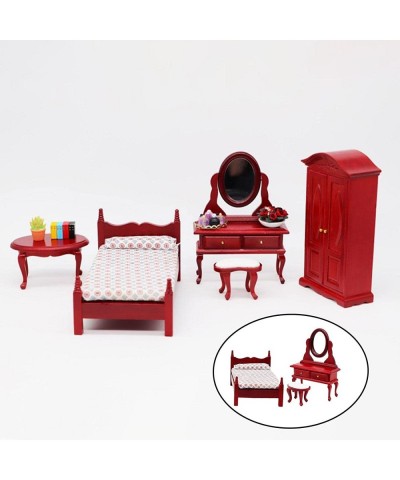 3Pcs Wooden Dollhouse Miniature Accessories 1/12 Simulation Decoration Toy Set Model Dressing Table Vanity Set Furniture Todd...