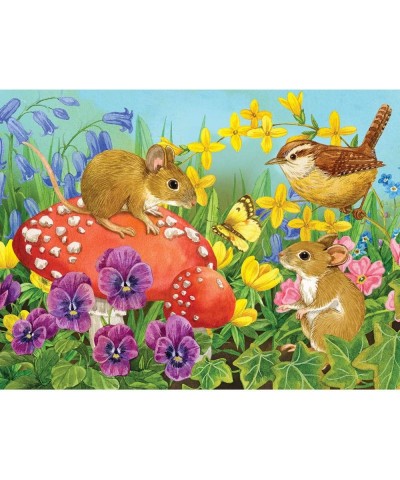 - 500 Piece Jigsaw Puzzle for Adults 18" x 24"  - Friendly Mice - 500 pc Mouse Mushroom Flower Jigsaw by Artist Jane Maday $2...