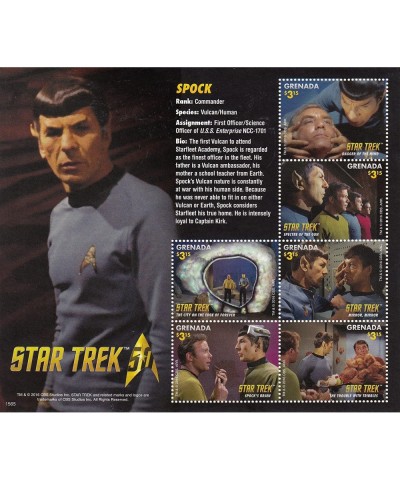 Star Trek 50th Anniversary - Spock Captain Kirk Scotty Doctor Leonard “Bones” McCoy - Collectible Postage Stamps $20.26 Colle...