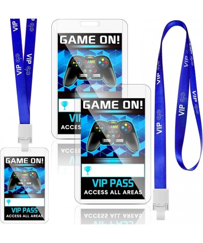 16 Pieces Blue Video Game VIP Pass Holder Tickets Set Video Game Party Favors Game Ticket Holder Gamer Party VIP Pass Lanyard...