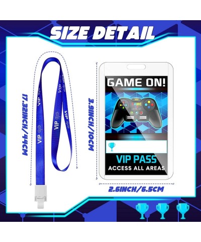 16 Pieces Blue Video Game VIP Pass Holder Tickets Set Video Game Party Favors Game Ticket Holder Gamer Party VIP Pass Lanyard...