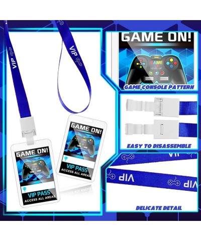 16 Pieces Blue Video Game VIP Pass Holder Tickets Set Video Game Party Favors Game Ticket Holder Gamer Party VIP Pass Lanyard...