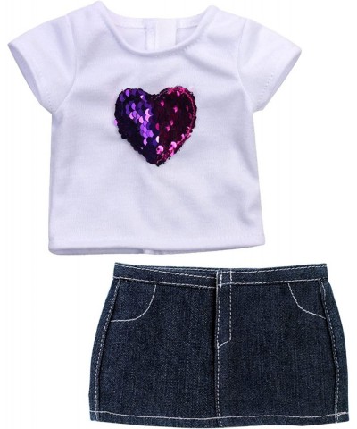 Hot Pink Reversible Sequin Heart T & Denim Skirt | 2 Piece Casual and Fun Outfit for 18 Inch Dolls| Doll Sold Separately $25....