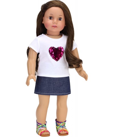 Hot Pink Reversible Sequin Heart T & Denim Skirt | 2 Piece Casual and Fun Outfit for 18 Inch Dolls| Doll Sold Separately $25....