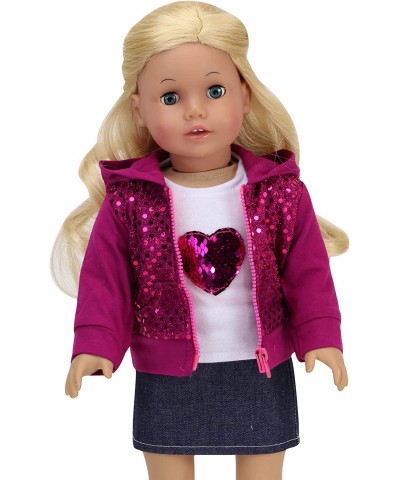 Hot Pink Reversible Sequin Heart T & Denim Skirt | 2 Piece Casual and Fun Outfit for 18 Inch Dolls| Doll Sold Separately $25....