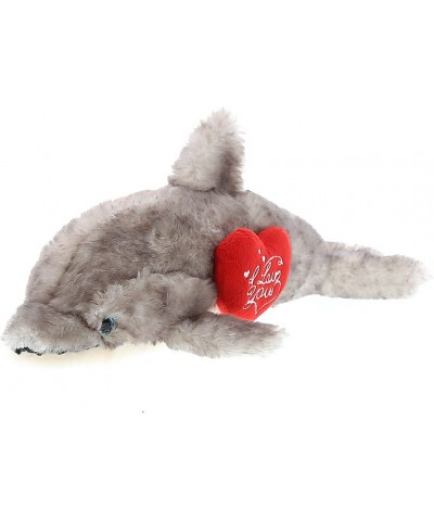 I Love You Gray Dolphin Plush - Cute Stuffed Animal with Heart and with Name Personalization for Valentines Anniversary Roman...