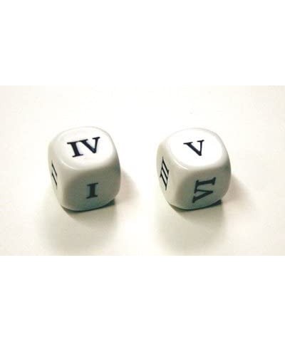 Set of 6 Roman Numerals I-VI (1-6) 16mm Six-Sided Dice- White with Black Numbers $16.58 Game Accessories