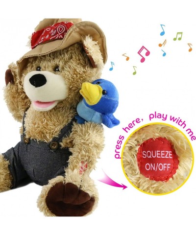 Singing Teddy Bear Cowboy Stuffed Animal Gift for Kids Boys Girls Electronic Interactive Toy with Plush Pal Friend Blue Bird ...