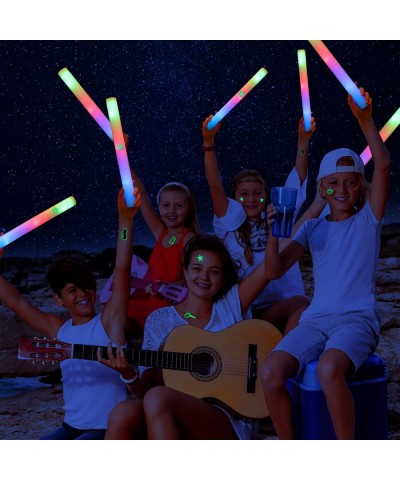 50 PCS Foam Glow Sticks with 3 Modes Colorful Flashing LED Light Stick Gift Comes with 12 Glowing Stickers Glow Sticks Party ...