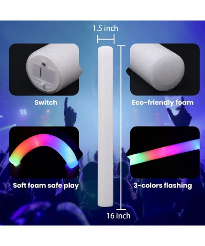 50 PCS Foam Glow Sticks with 3 Modes Colorful Flashing LED Light Stick Gift Comes with 12 Glowing Stickers Glow Sticks Party ...