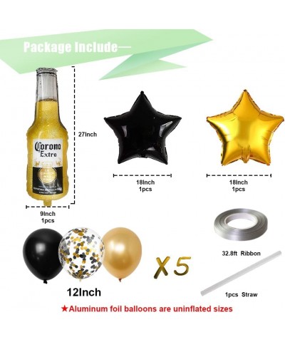 18pcs Corona Beer Mug Themed Party Decoration for man Cheers Balloon Birthday Decor Gold and Black Star Balloons for man Birt...