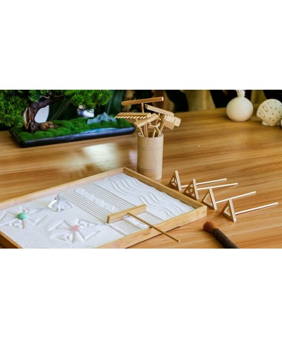 Zen Garden Rake Tool Kit - Miniature Tabletop Japanese Rock Sand Zen Garden Accessories Mini Bamboo Sand Stamp Rakes for Zen ...