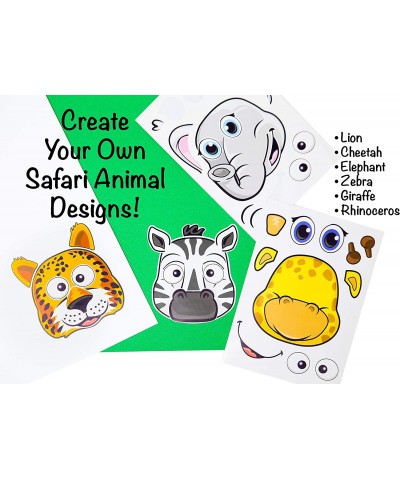 24 Make A Safari Animal Sticker Sheets - Includes Lion Cheetah Elephant Rhinoceros Zebra & Giraffe Stickers - Great for Zoo &...