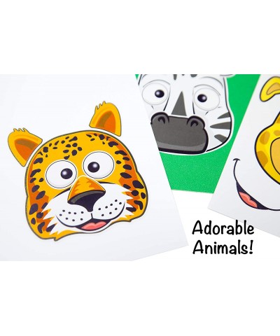 24 Make A Safari Animal Sticker Sheets - Includes Lion Cheetah Elephant Rhinoceros Zebra & Giraffe Stickers - Great for Zoo &...