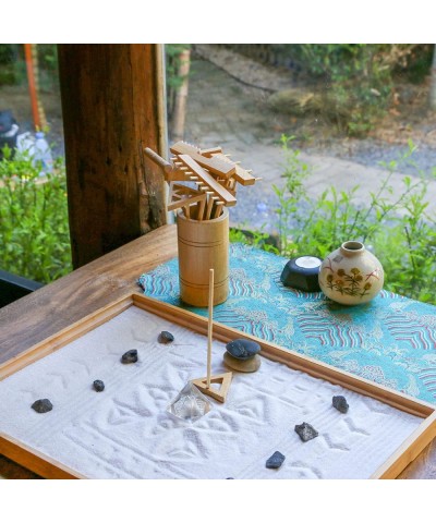 Zen Garden Rake Tool Kit - Miniature Tabletop Japanese Rock Sand Zen Garden Accessories Mini Bamboo Sand Stamp Rakes for Zen ...