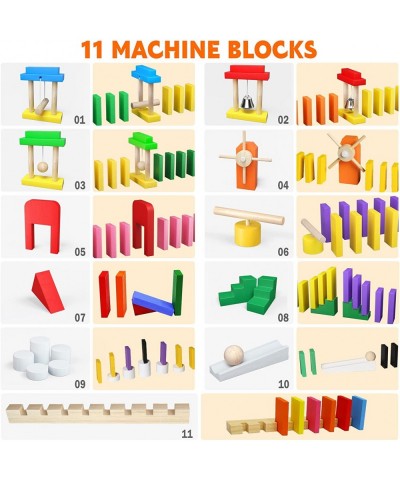 Large Dominoes for Kids Wooden Dominos Set Include 200 PCS Colorful Domino Blocks 11 Add-on Tricks and 1 Storage Bag Bulk Bui...