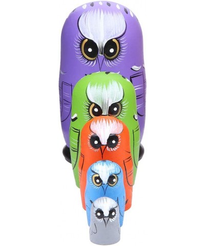 5 Pcs Colorful Owl Pattern Wooden Russian Nesting Dolls Matryoshka Doll for Home Decoration Kids Stacking Dolls Toy Birthday ...