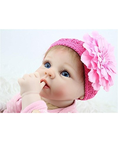 Reborn Baby Doll Girl Realistic Silicone Vinyl 22" Weighted Body Big Eyes Real Life Rose Red Outfit Pink Cute Doll Gift Set f...