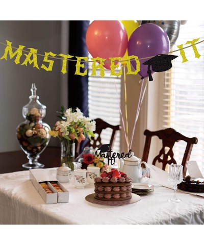 Mastered It Banner and Cake Topper Graduation Cap Glitter Master's Graduation Banner and Cake Topper Congrats Grad Masters' G...