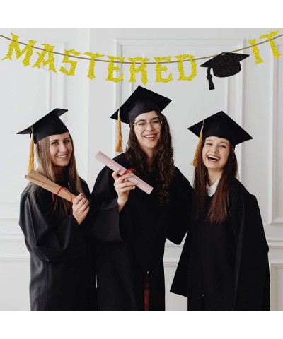 Mastered It Banner and Cake Topper Graduation Cap Glitter Master's Graduation Banner and Cake Topper Congrats Grad Masters' G...