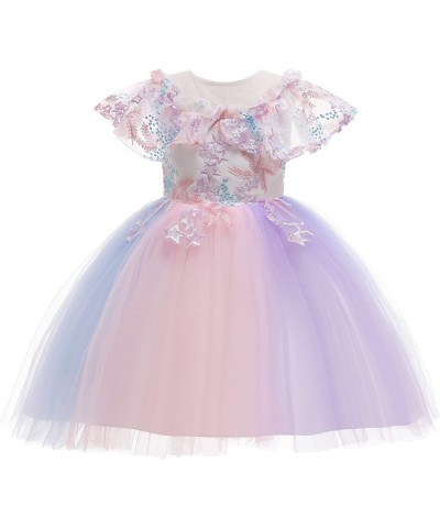 Christmas Girls Flower Dress Lace Rainbow Tulle 3D Embroidery Beading Princess Pageant Wedding Party Dresses $61.16 Kids' Cos...