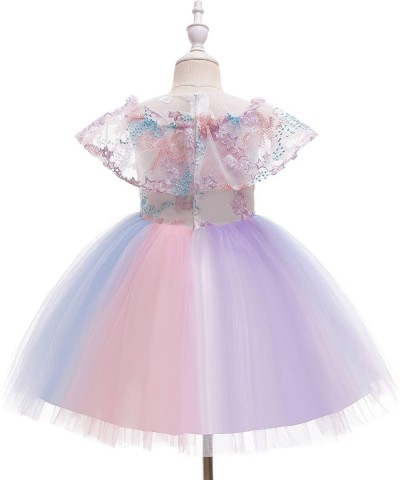 Christmas Girls Flower Dress Lace Rainbow Tulle 3D Embroidery Beading Princess Pageant Wedding Party Dresses $61.16 Kids' Cos...