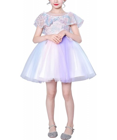 Christmas Girls Flower Dress Lace Rainbow Tulle 3D Embroidery Beading Princess Pageant Wedding Party Dresses $61.16 Kids' Cos...