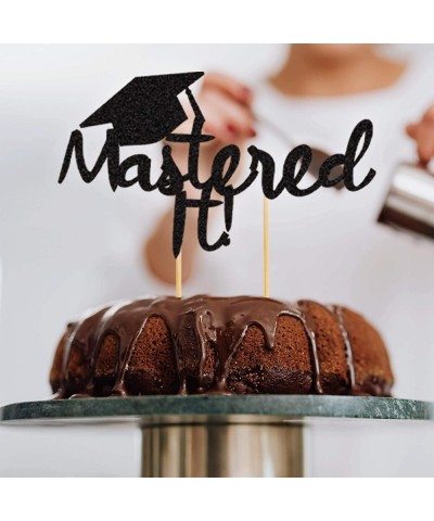 Mastered It Banner and Cake Topper Graduation Cap Glitter Master's Graduation Banner and Cake Topper Congrats Grad Masters' G...