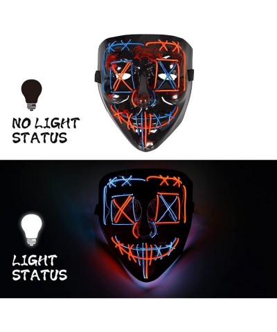 Halloween LED Mask Skeleton Gloves Set Light Up Scary mask with LED Glow Gloves for Festival Cosplay Halloween Costume Masque...