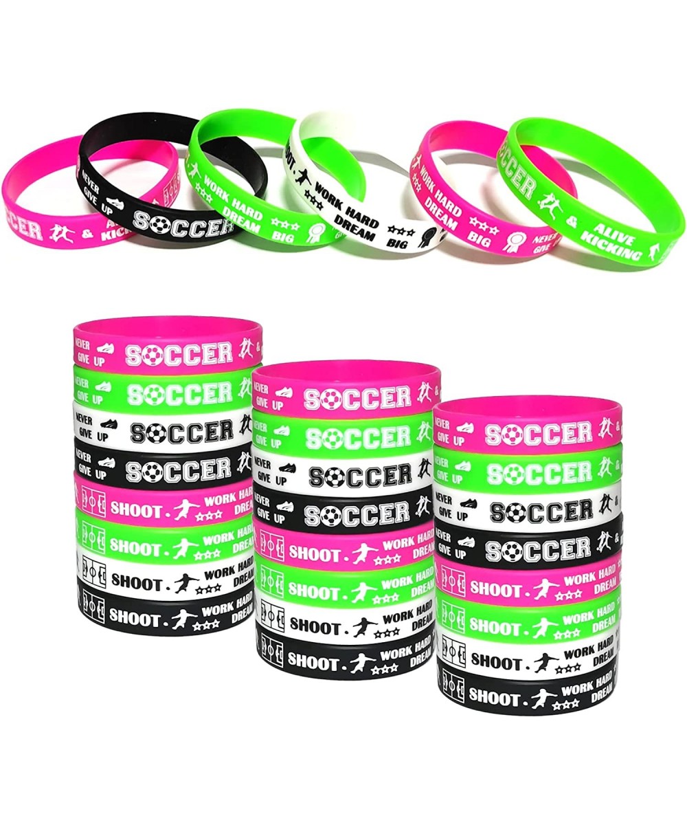 24 PCS Soccer Motivational Silicone Wristbands Bracelets Bulk for Baby Shower/Events/Carnival/Birthday Party Favors Supplies ...